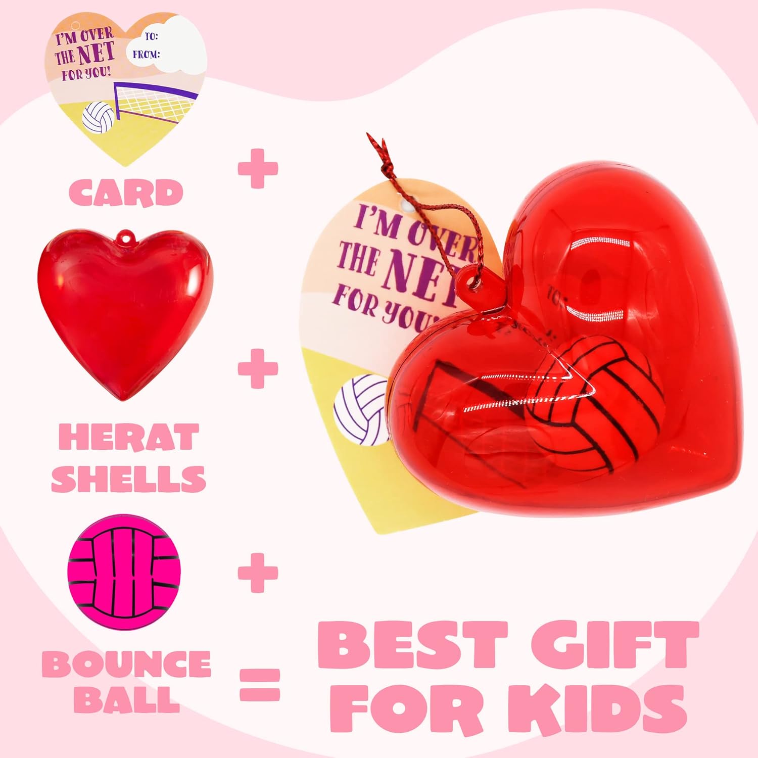 JOYIN 28 Packs Kids Valentine Day Sports Bouncy Ball with Prefilled Hearts and Valentine Cards for Kids Valentine Classroom Exchange, Kids Bouncy Balls for Class Exchange Game Prize