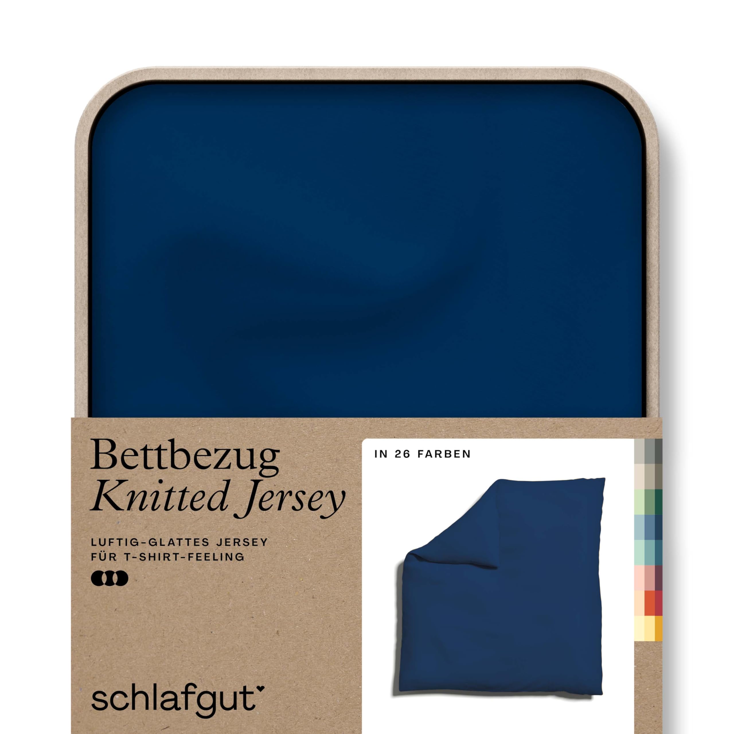 schlafgut Knitted Jersey Bettwäsche 135x200cm Bettdecke Bezug einzeln, Multicolor Uni, weich und faltenfrei mit Elasthan (Blue Deep, 200x200)