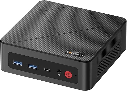 BOSGAME E4 Mini PC, Mini Computadoras AMD Ryzen 5 3550H, 16GB DDR4 1TB PCIe SSD Computadoras de Escritorio, RJ45 LAN Dual, Pantalla Triple 4K,
