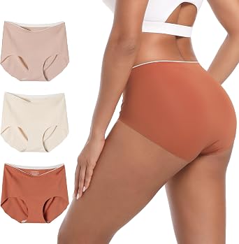 INNERSY Womens Seamless No Show Underwear Quick Dry Panties Nylon Briefs 3-Pack