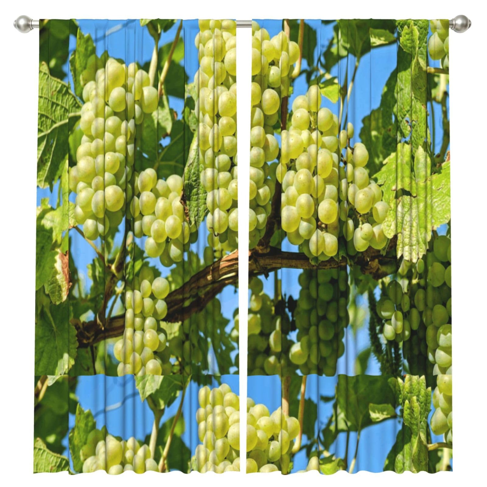 InOmak Grapes Fruit Vine Grapevine Winegrowing, 2 Panels Window Curtains 52 x 84 Inch Blackout Curtains for Living Room Bedroom