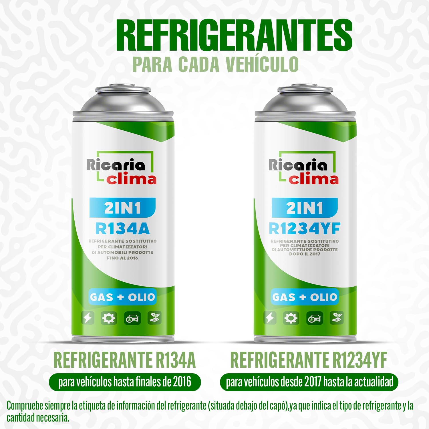 Gas de Recambio R134a para Aire Acondicionado de Automóvil – Kit Refrigerante 2 Botellas 235 g