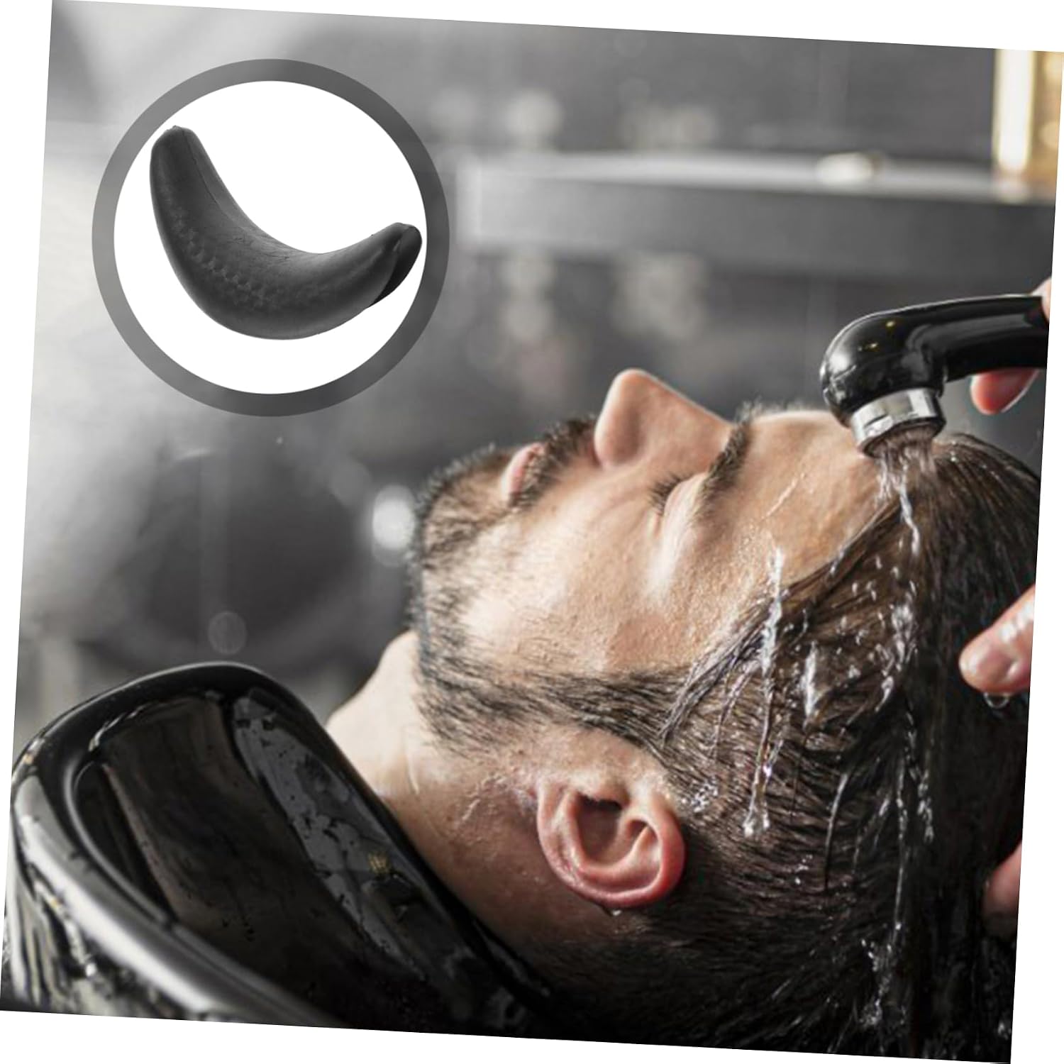 Rubber Hair Wash Pillow Neck Rest for Salon Shampoo Bowl Black Spa Cushion for Hairdressing Sink Comfortable Neck Support for Washing Essential Salon Accessory