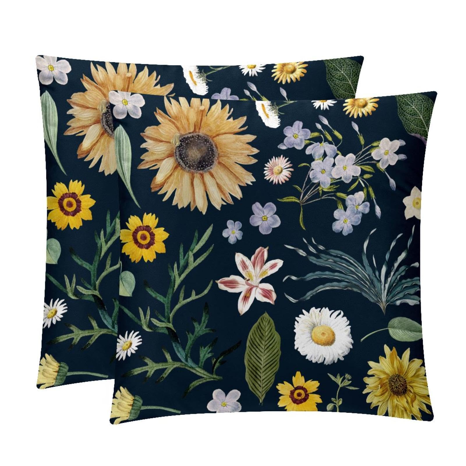 TDGKPZ Sunflower Throw Pillow Covers 2 Pack Pillowcases Soft Cozy Pillow Cases For Couch Bed Sofa 45x45cm