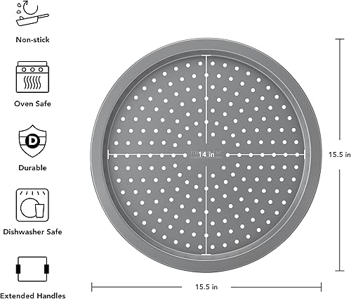 Miniatura 2 de KitchenAid Fresadora de pizza de acero aluminizado antiadherente de ingeniería suiza, apta para lavavajillas, contorno plateado, 15.5 pulgadas