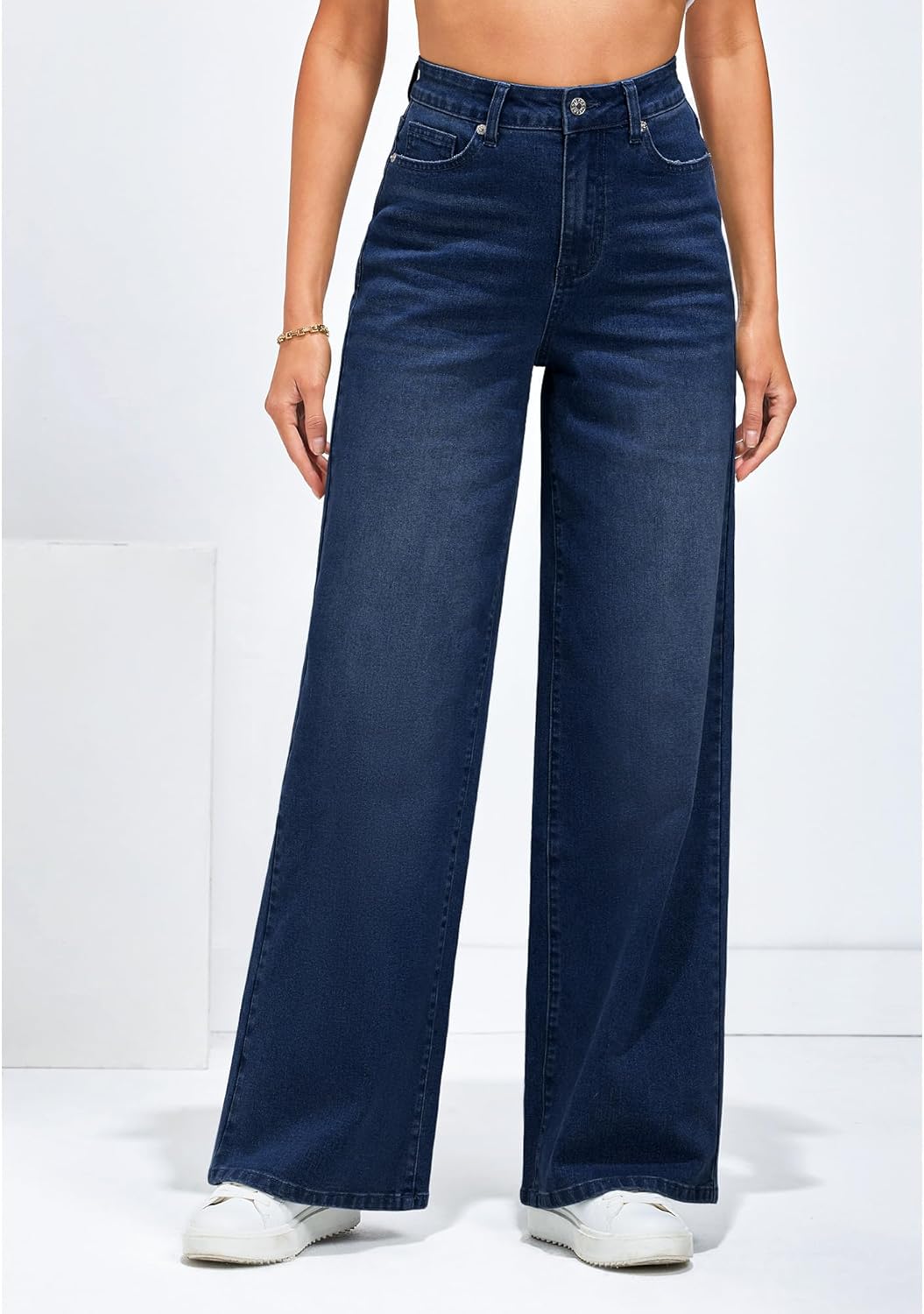 GRAPENT Wide Leg Jeans for Women Trendy High Waisted Stretchy Denim Pants 90s Baggy Jeans Trouser Jeans with Pockets - Image 3