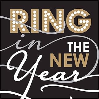 Ideal Home Range 20 Count 3-Ply Paper Cocktail Napkins, Rosanne Beck Ring in The New Year