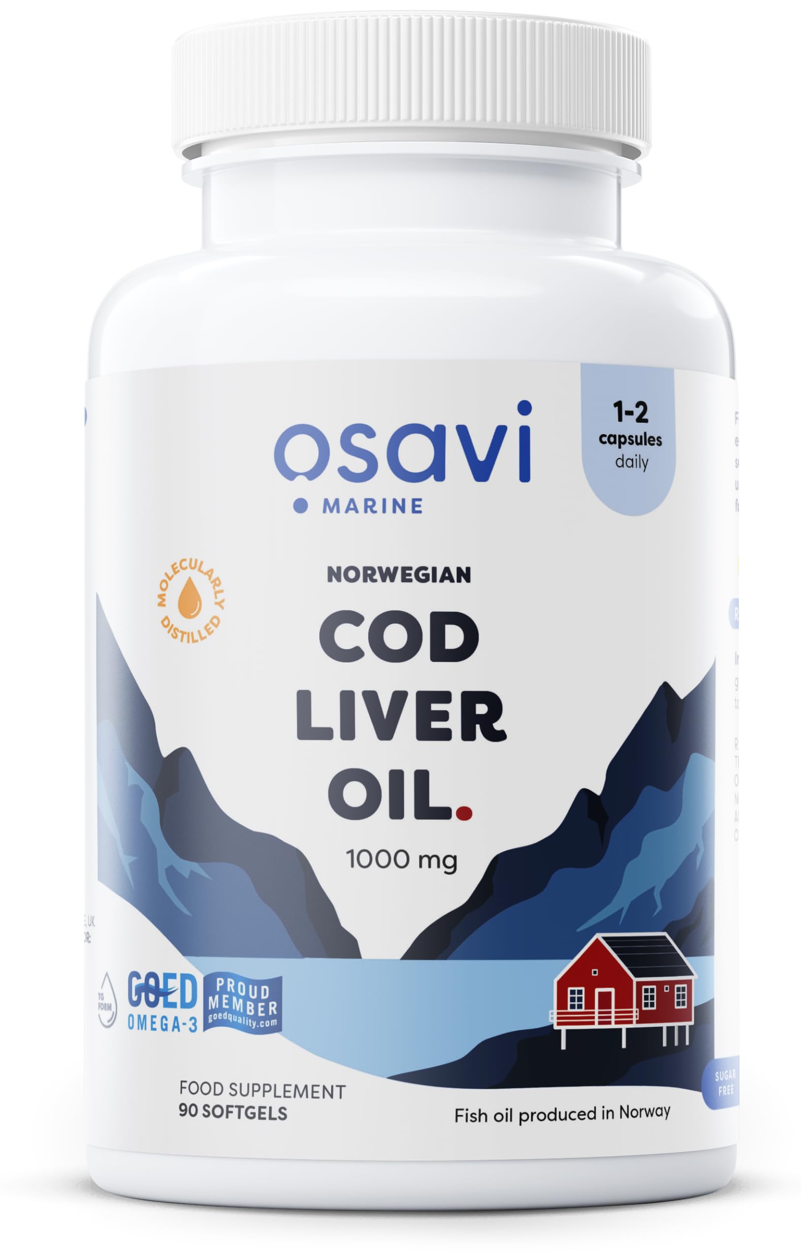Osavi Norwegian Cod Liver Oil 1000 mg – 90 Softgels | Lemon Flavor | DHA & EPA for Heart, Brain & Vision Health | Supports Immune Function | Sourced from Wild Atlantic Cod