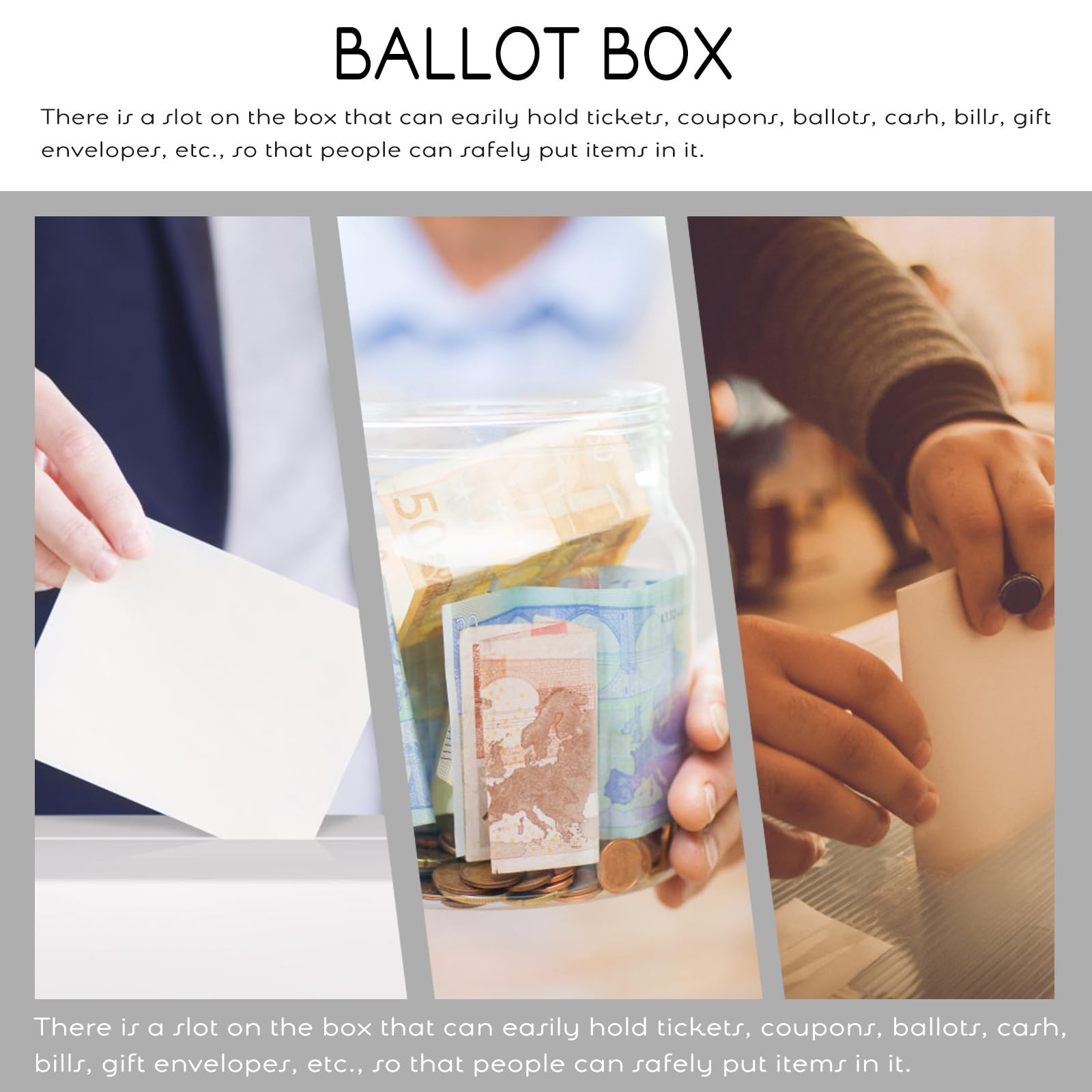 Urna de Votación Transparente de Acrílico para Boletos y Sugerencias