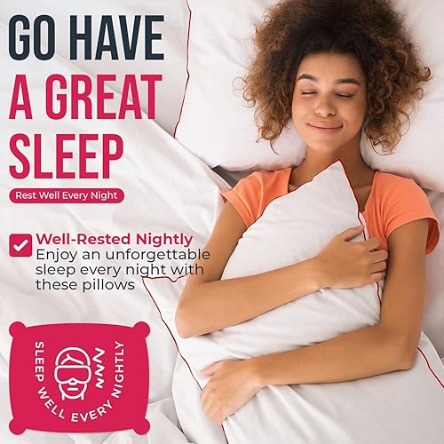 Miniatura 5 de Empyrean Bedding Almohadas de cama para dormir, juego de 2 almohadas prémium tamaño King, perfectas para personas que duermen boca abajo, de lado y