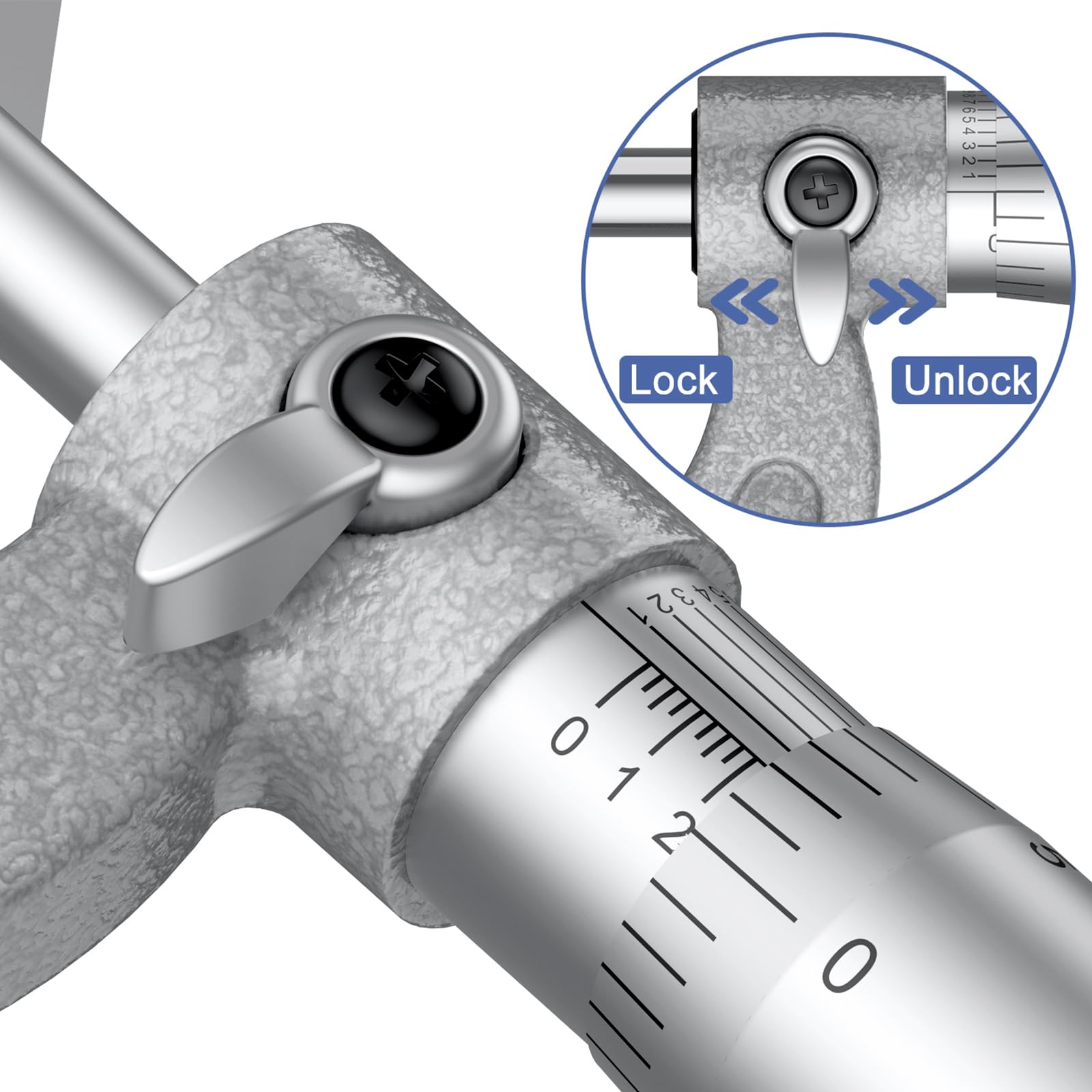 Set di Alta qualità, Set di 4 Utensili da Meccanico (0-1'' 1-2'' 2-3'' 3-4''), Set di Graduazione da 0,0001", micrometro di precisione in Lega, Set con Custodia - Grigio