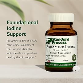 Standard Process Prolamine Iodine - Thyroid Health Supplement - Essential Endocrine Support with Iodine - Gluten-Free, Non-Dairy, & Non-Soy - 90 Tablets (90 Servings)