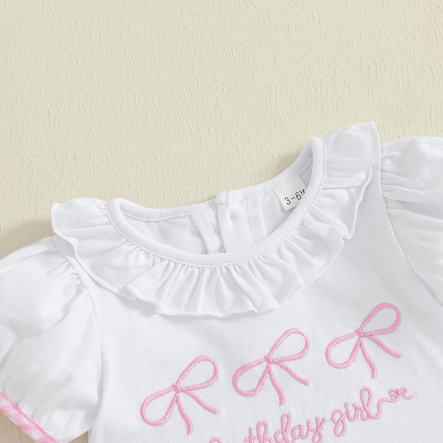 Baby Girl Birthday Outfit Letters Bow Embroidery Short Sleeve Shirts Elastic Waist Shorts Birthday Summer Clothes - Image 3