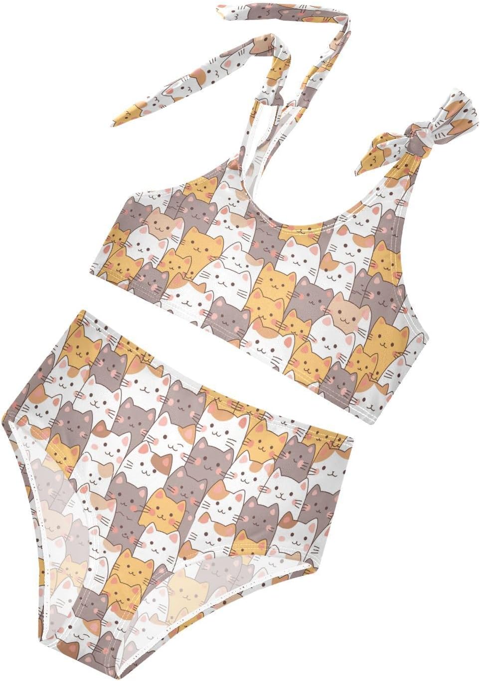 Wusikd Pink Bows Girls Swimsuits Two Piece Hearts Ribbons Swimwear Bikini Set for for Girls Size 11-12T