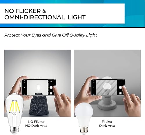 Miniatura 4 de Hizashi Bombilla LED Edison vintage regulable, equivalente a 4 W, 40 W, luz diurna de 5000 K, base E26, 450 lm, protección ocular de alto CRI 95+,