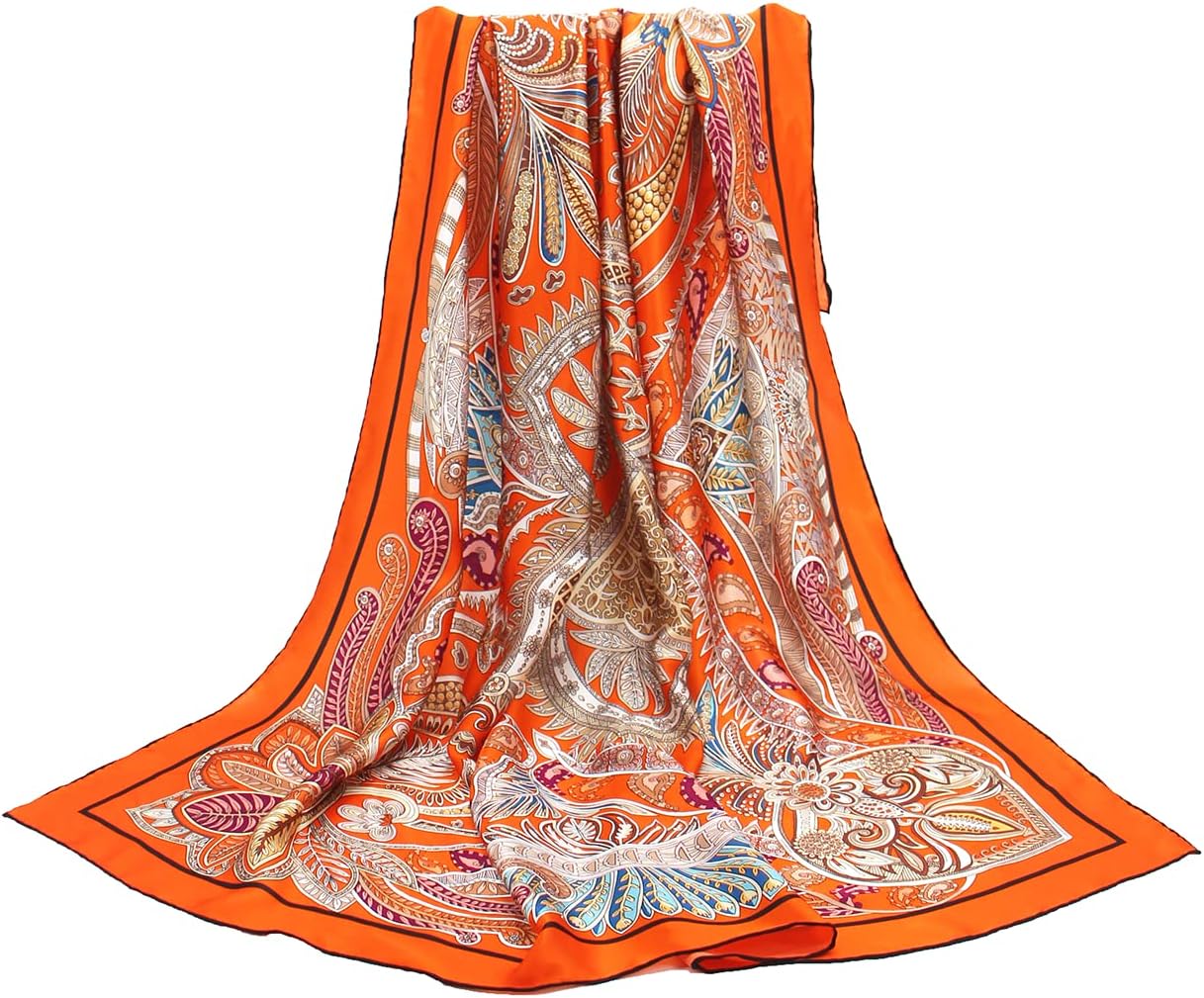 ANDANTINO 100% Silk Scarf 43″ Large Square Lightweight Headscarf& Shawl–Women Hair Wraps-With Gift Packed