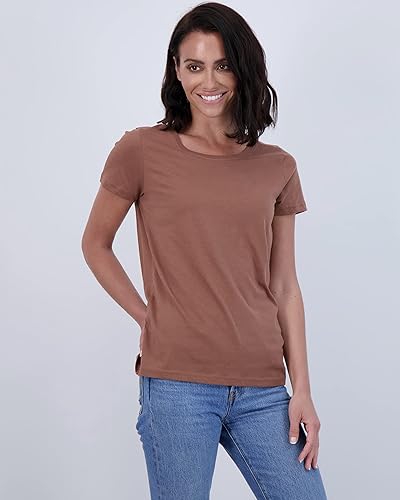 Miniatura 2 de Real Essentials Paquete de 4 camiseta de algodón de manga corta con cuello redondo para mujer (disponible en tallas grandes)