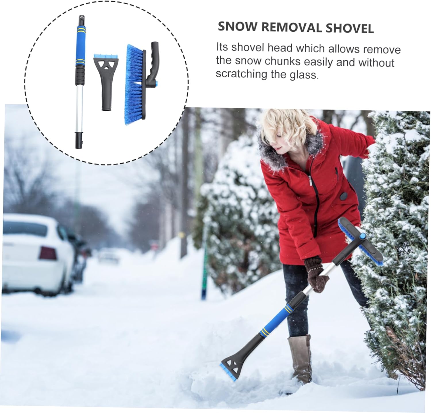STOBAZA Adjustable Brush for Car Snow Shovel Multi-Function Ice Scraper Snow Scoop Removal Tool