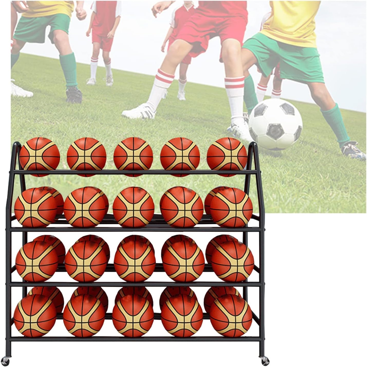 Amazon.com: whalebee Rolling Basketball Racks, 4 Levels Ball Storage ...