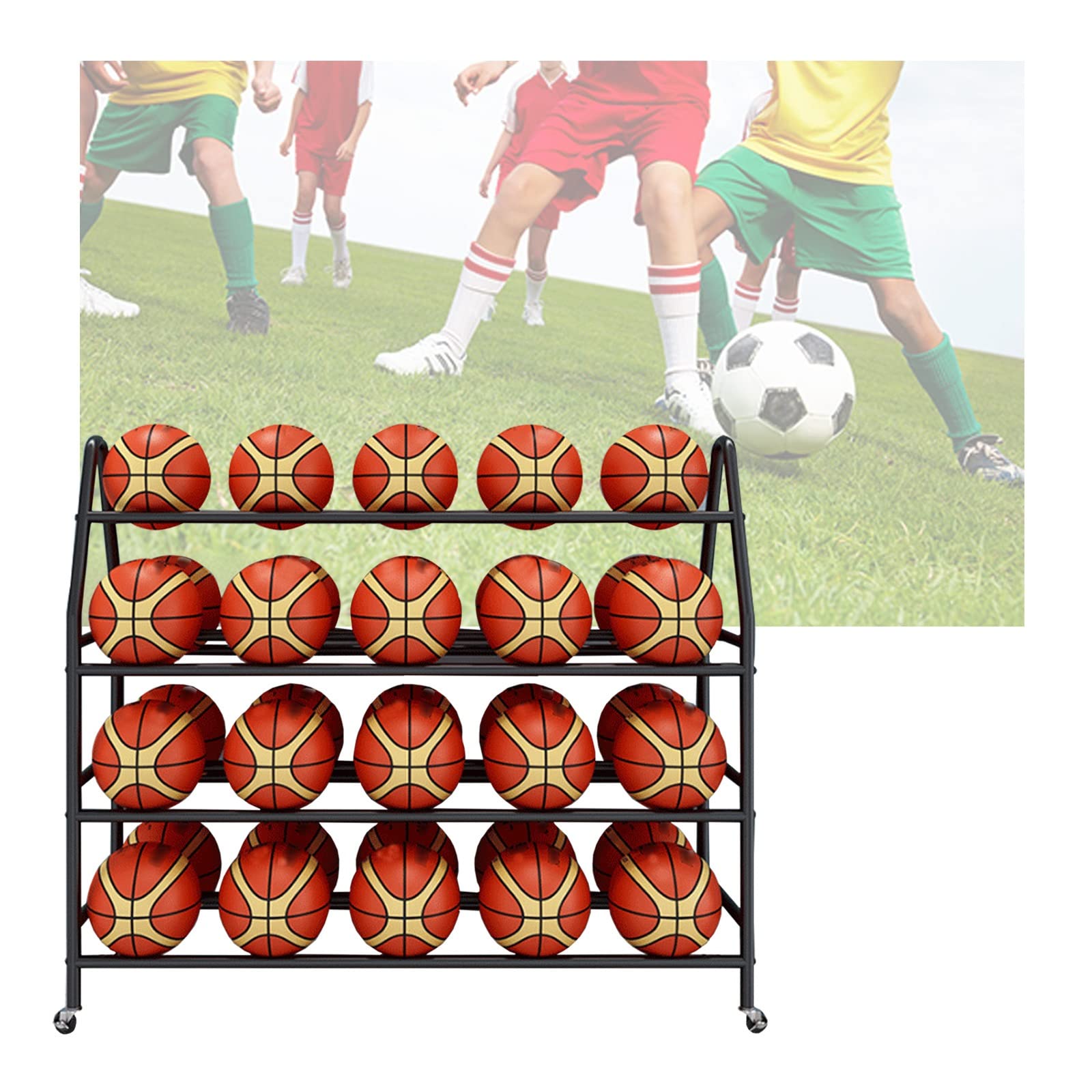 Organisateur de balles garage et panier de basket-ball de sport à roulette multi-taille