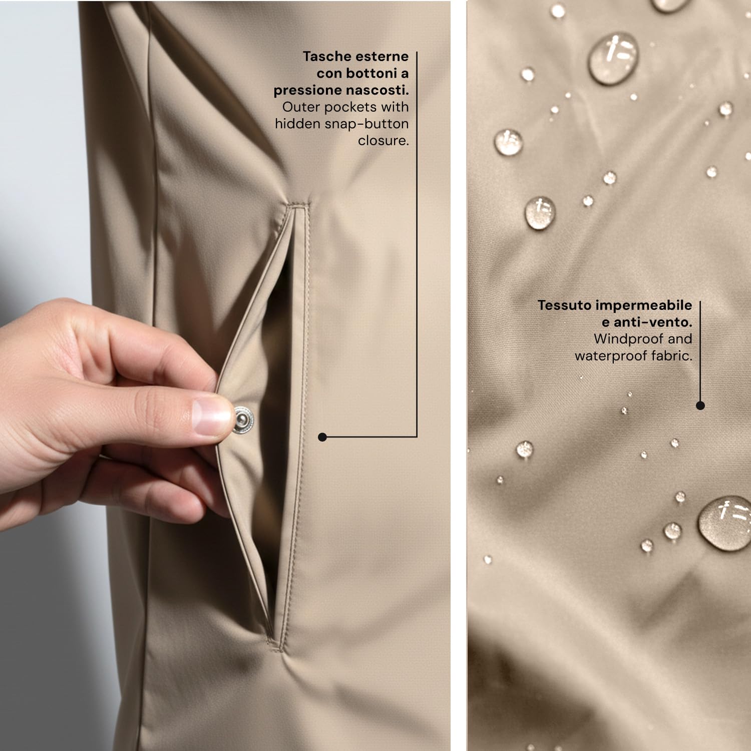 PERLETTI Giacca Camicia Impermeabile Antivento Donna - Interno Trapuntato Leggera Versatile con Bottoni e Tasche - Giubbino Antipioggia Overshirt Morbido e Ripiegabile Taschino Interno