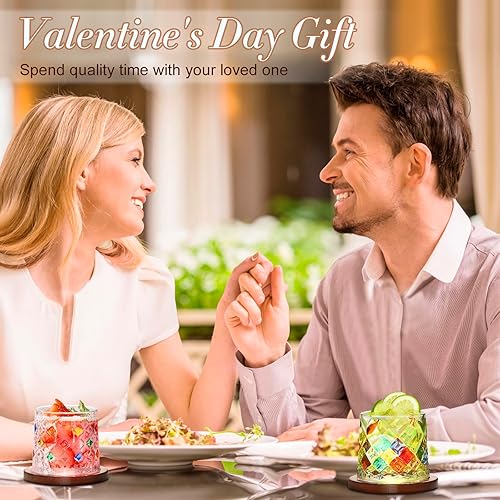 Miniatura 2 de Vaso giratorio de vidrio antiguo de 9.3 fl oz10 onzas, posavasos de madera, espesante, utilizado como vaso de ron, taza de cóctel, taza de café,