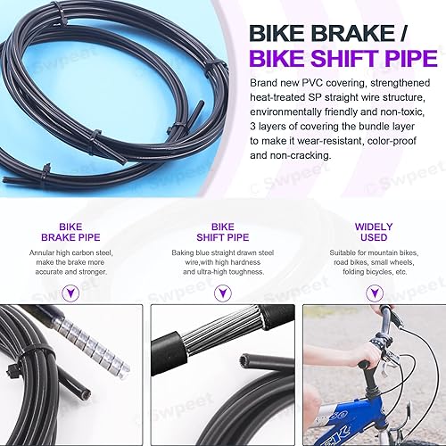 Miniatura 4 de Swpeet Carcasa universal para cable de cambio de bicicleta, 67 unidades, con kit de cortador de cables de bicicleta, tapas de extremo de cable de