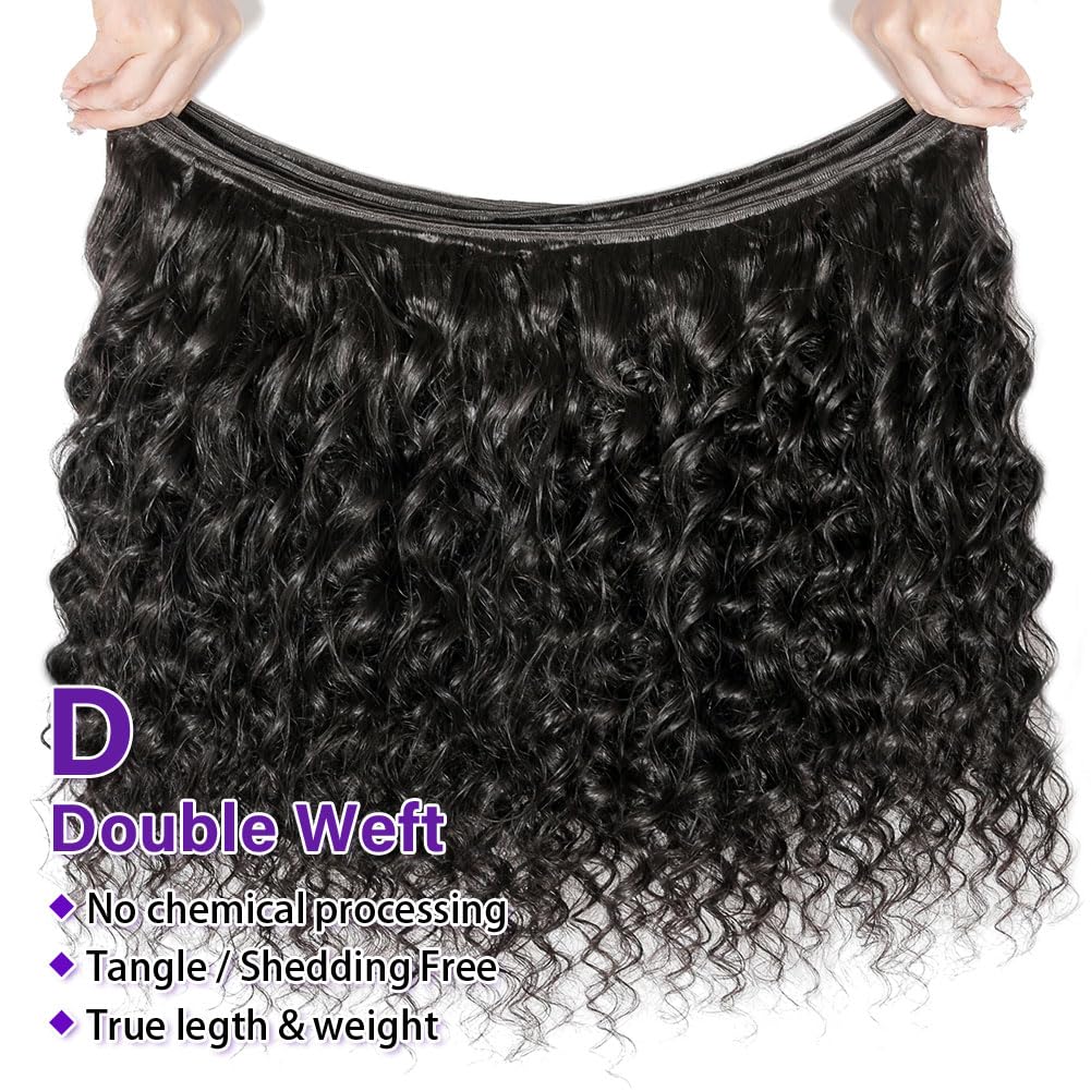 Deep Wave Bundles Human Hair 18 20 22 Inch 3 Bundles Human Hair 300g 100% Unprocessed Brazilian Virgin Raw Hair Extensions Natural Black Weave Real Human Hair Bundles for Women