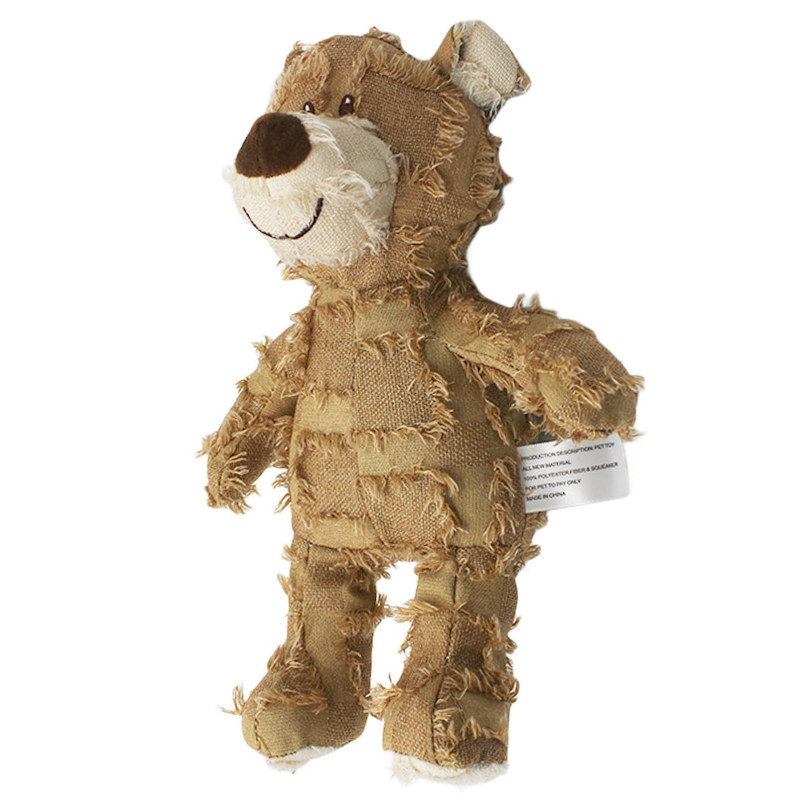 Juguete para perro chirriante, oso robusto indestructible de peluche, juguete para masticar oso de peluche duradero, peluche para masticar animales pequeños, juguete de oso de peluche para la salud bu