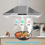 Range Hood 30 inch Wall Mounted Kitchen Hood, Ducted/Ductless Range Hood with Delayed Shutdown Function, Exactor Hood with Soft Touch Countrol,3 Speed Fan, Stainless Steel Grease Filters