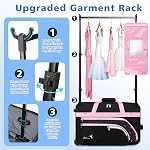 Dance Sac avec sac de vêtements, 23" Sac àuffle professionnel avec sac à main pour la danse & Mirror Hook.Compartiments polyvalents, Système stable amélioré pour la danse, Récital, Voyage, Santé