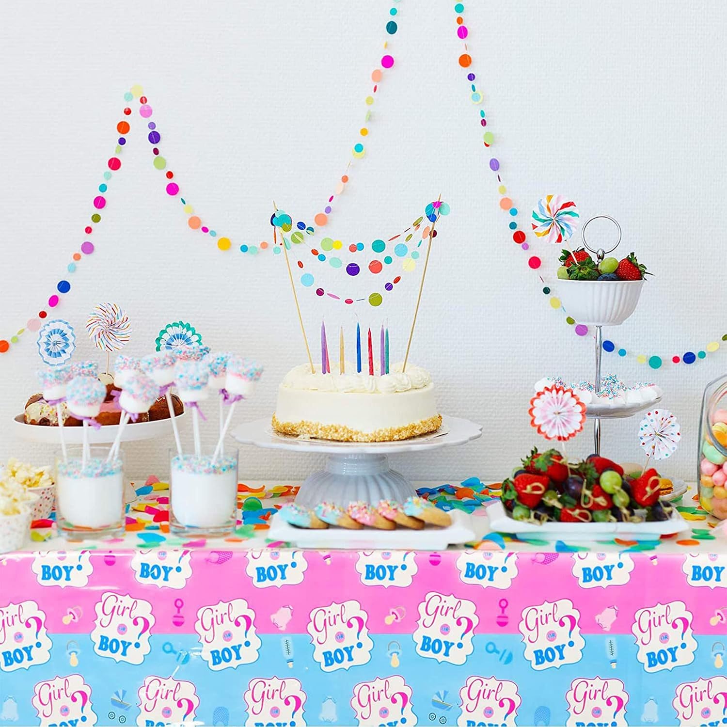 2Pack 130*220cm Blue Pink Gender Reveal Table Cloth Baby Shower Party for Boy or Girl,Rectangular Baby Gender Reveal Party Disposable Table Cover Tablecloths for Baby Gender Reveal Themed Table Decor - Image 5