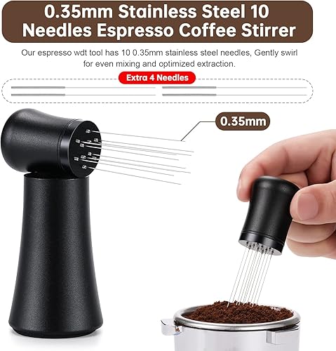 Miniatura 2 de Herramienta de distribución de café expreso, agitador de café espresso de 10 agujas I 0.014 in, herramienta profesional de distribución de café para