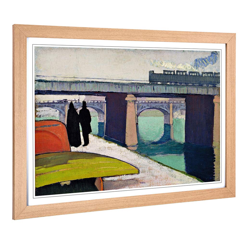 Big Box Art Framed Print of Emile Bernard A Stroll by The River Design | Wall Art Picture | Home Decor for Kitchen, Living Room, Bedroom, Hallway, Oak, A2 / 24.5x18 Inch / 62x45cm