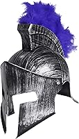 Vista 38 de Nicky Bigs Novelties Casco medieval de caballero griego espartano, disfraz de gladiador dorado, casco romano con máscara facial plegable