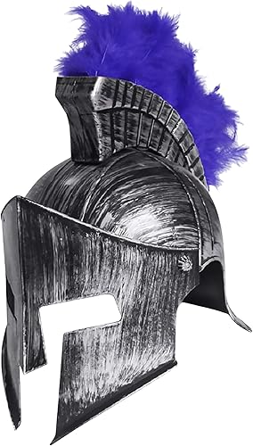 Miniatura 38 de Nicky Bigs Novelties Casco medieval de caballero griego espartano, disfraz de gladiador dorado, casco romano con máscara facial plegable