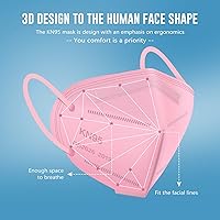 Vista 2 de WWDOLL - Mascarillas KN95, 50 unidades, 5 capas transpirables, color rosa