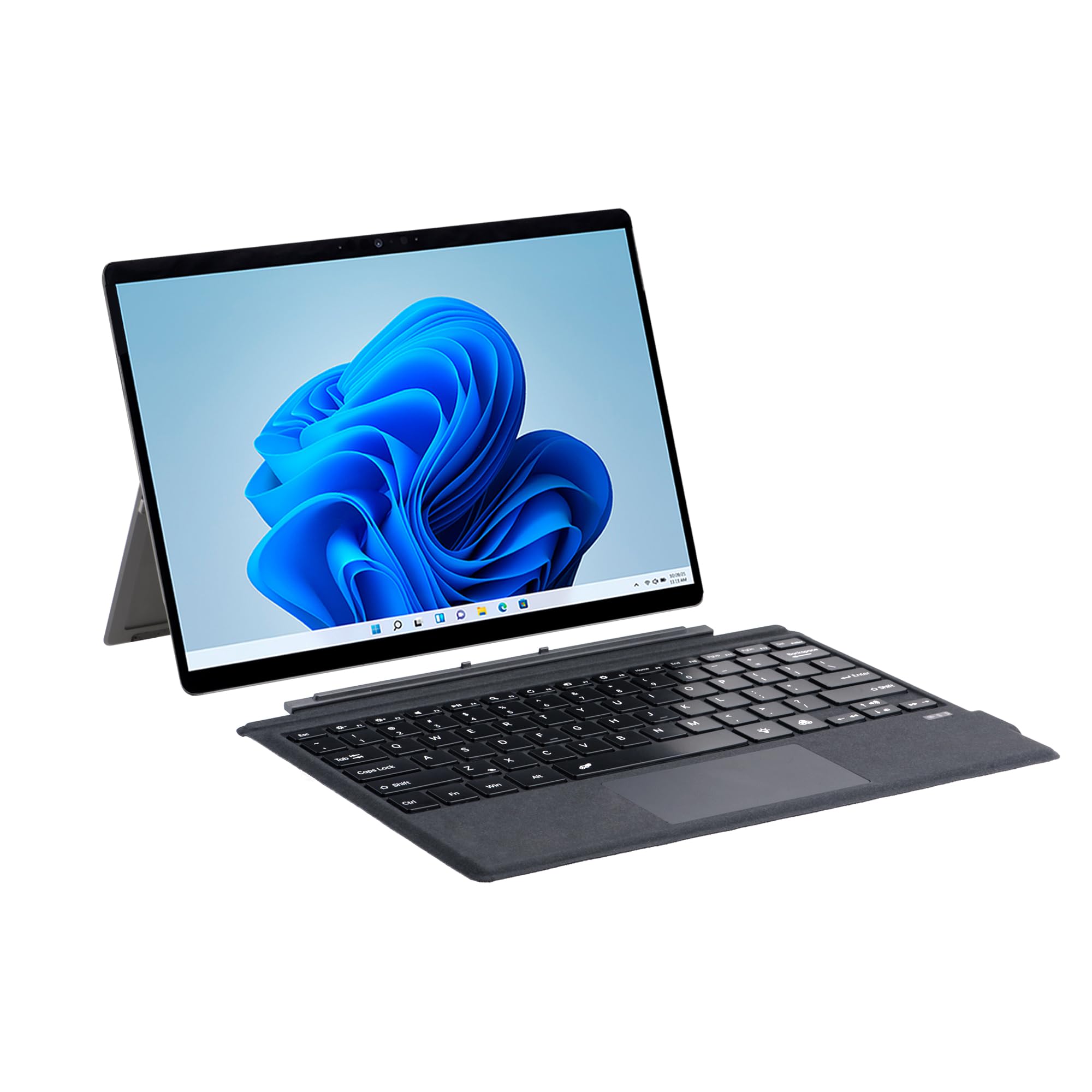 Typ obudowy do Microsoft Surface Pro 7+, klawiatura Bluetooth z gładzikiem, ładowanie USB, niemiecki układ QWERTZ (czarny, podświetlany)