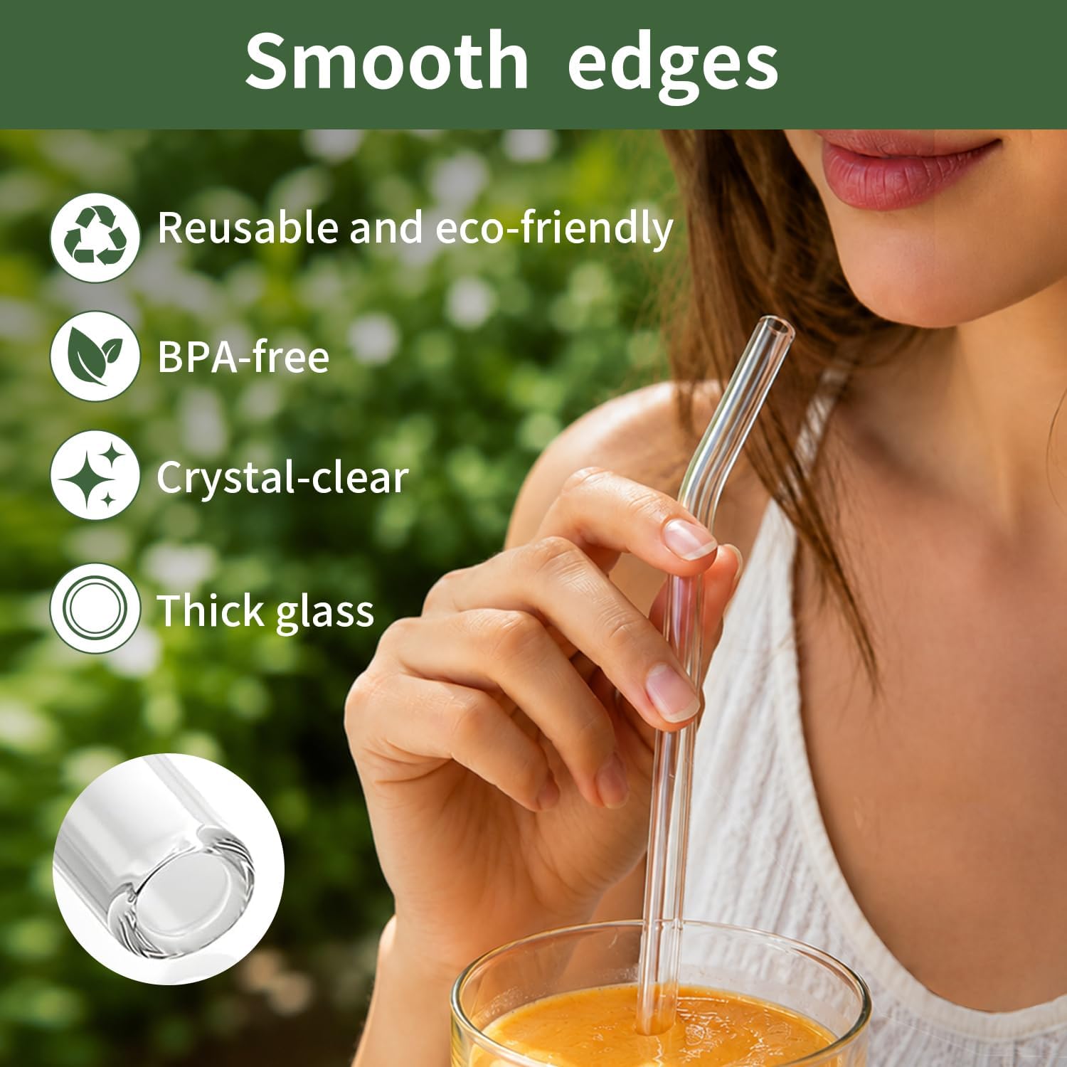 18Pcs Glass Straws, Reusable Clear Glass Drinking Straws, 8.5''x10MM- Includes 8 Straight and 6 Bent with 4 Cleaning Brushes, Perfect for Smoothies, Milkshakes, Juice, Tea