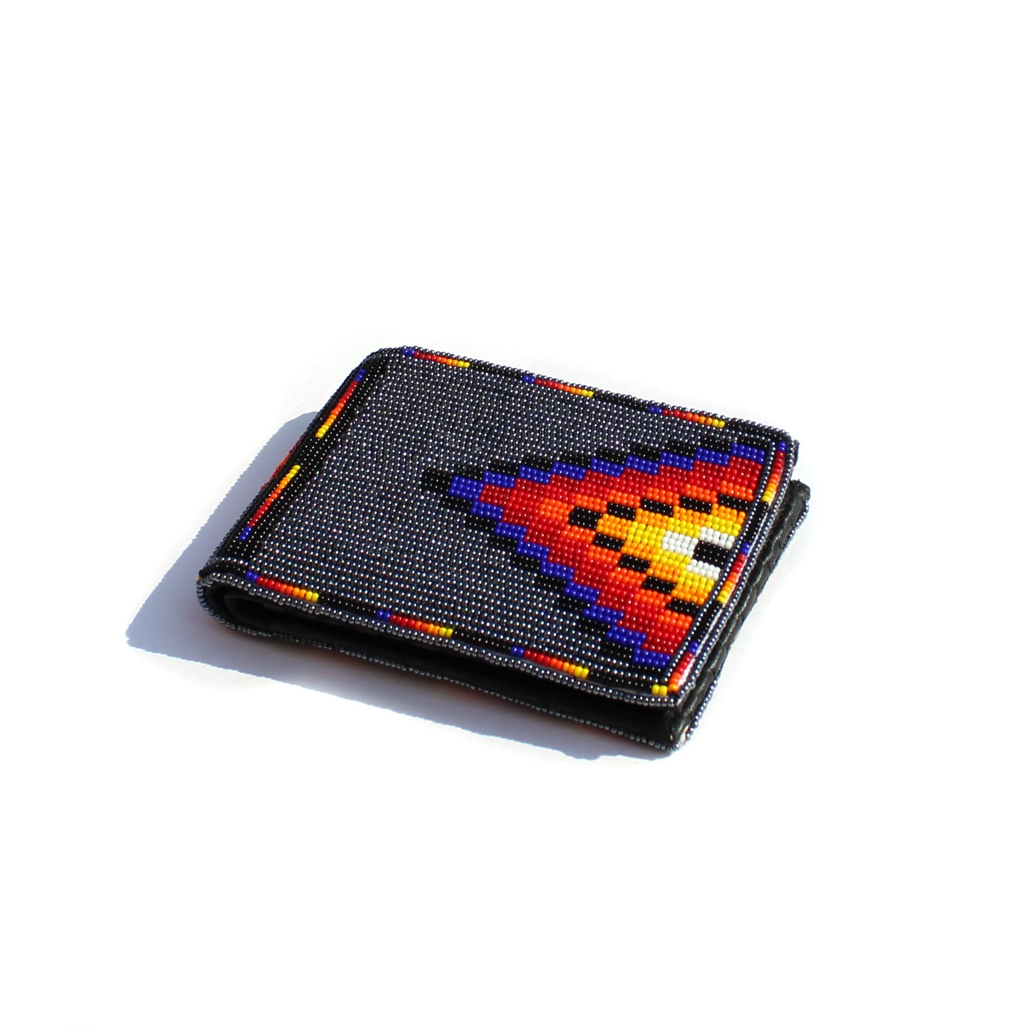 buybeaded Handmade beaded Leather Wallet seed bead Inspired by Native American handicraft| traditional gifts for men and women (Multicolor)