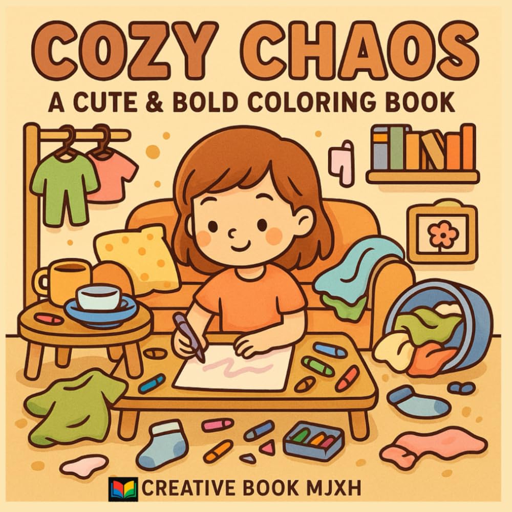 Cozy Chaos: Kawaii Coloring Book for Adults & Teens with Messy Rooms and Relaxing Vibes: A Kawaii Coloring Book with 50 Charming Illustrations of Messy Yet Cozy Moments — Designed for Adults and Teen