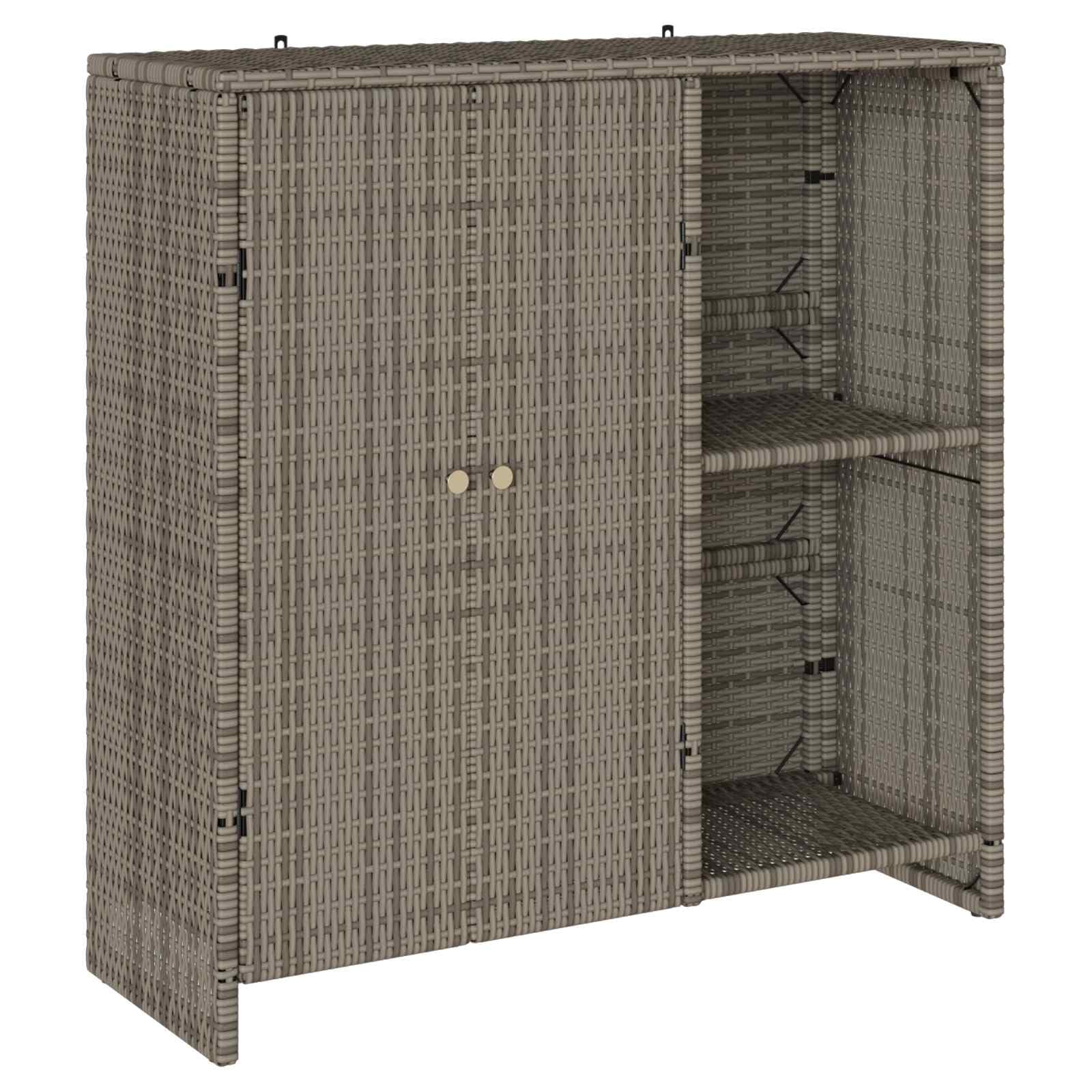 vidaXL Storage Cabinet with Storage Grey 100 x 36 x 102 cm Rattan, Living Room Storage, Modern Rattan Cabinet, Functional Multi-Use Furniture, Clean Line Design for Home Organization