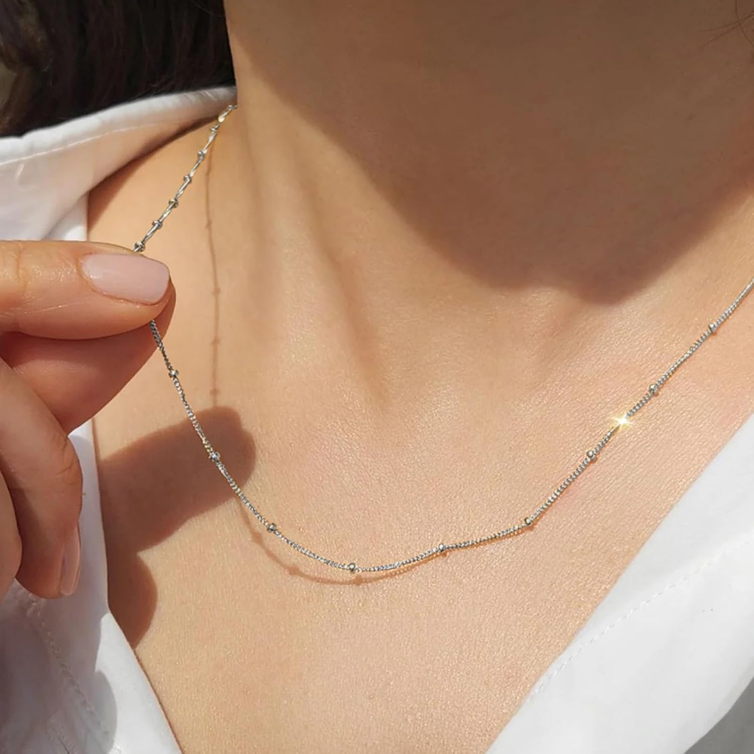 24PCS Curb Satellite Necklace for Jewelry Making 2MM Stainless Steel Curb Link Chains Bulk for DIY Necklace - Image 5