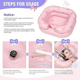 Cehim Inflatable Shampoo Basin for Kids - Hair Washing Basin for Children,Teens,Toddler With Neck Support, Portable Shampoo Bowl for use In Bed,on Bathtub,On Floor,or Sink,Tear-Free Rins