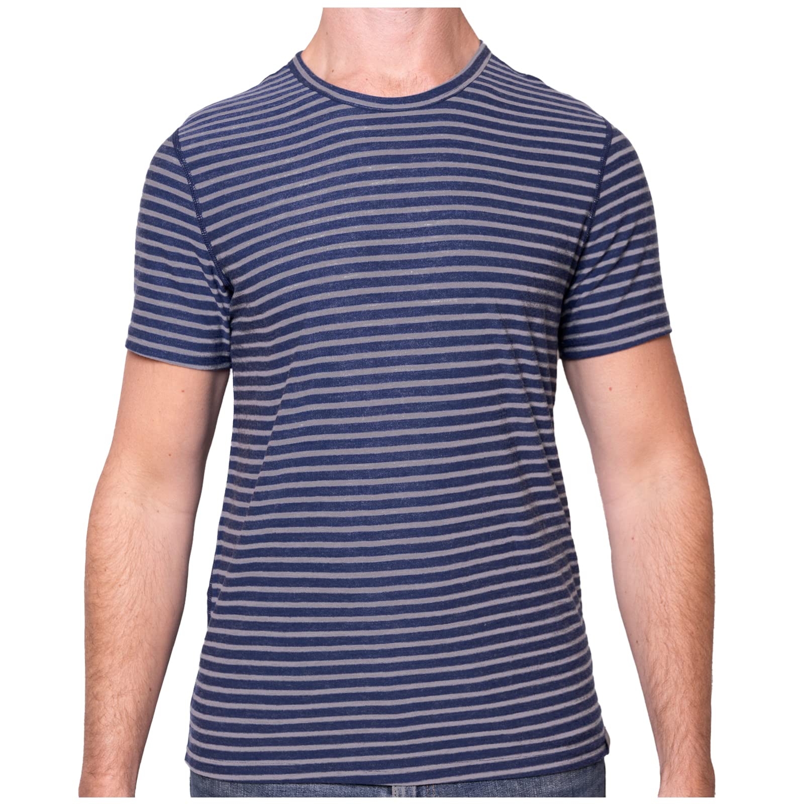 Photo 1 of SMALL- MERIWOOL Men’s Merino Wool Short Sleeve T Shirt Lightweight Base Layer Blue Sea Stripe Small