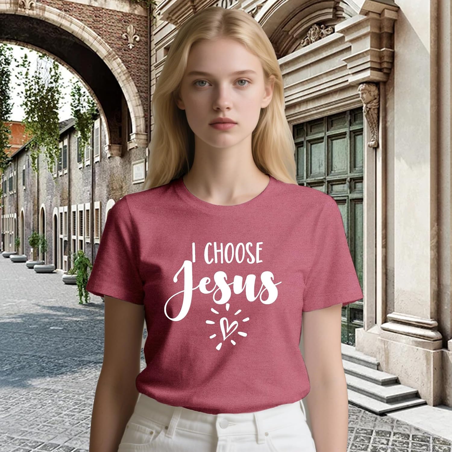 Christian Shirts for Women Jesus T-Shirt I Choose Jesus Tee Tops - Image 2