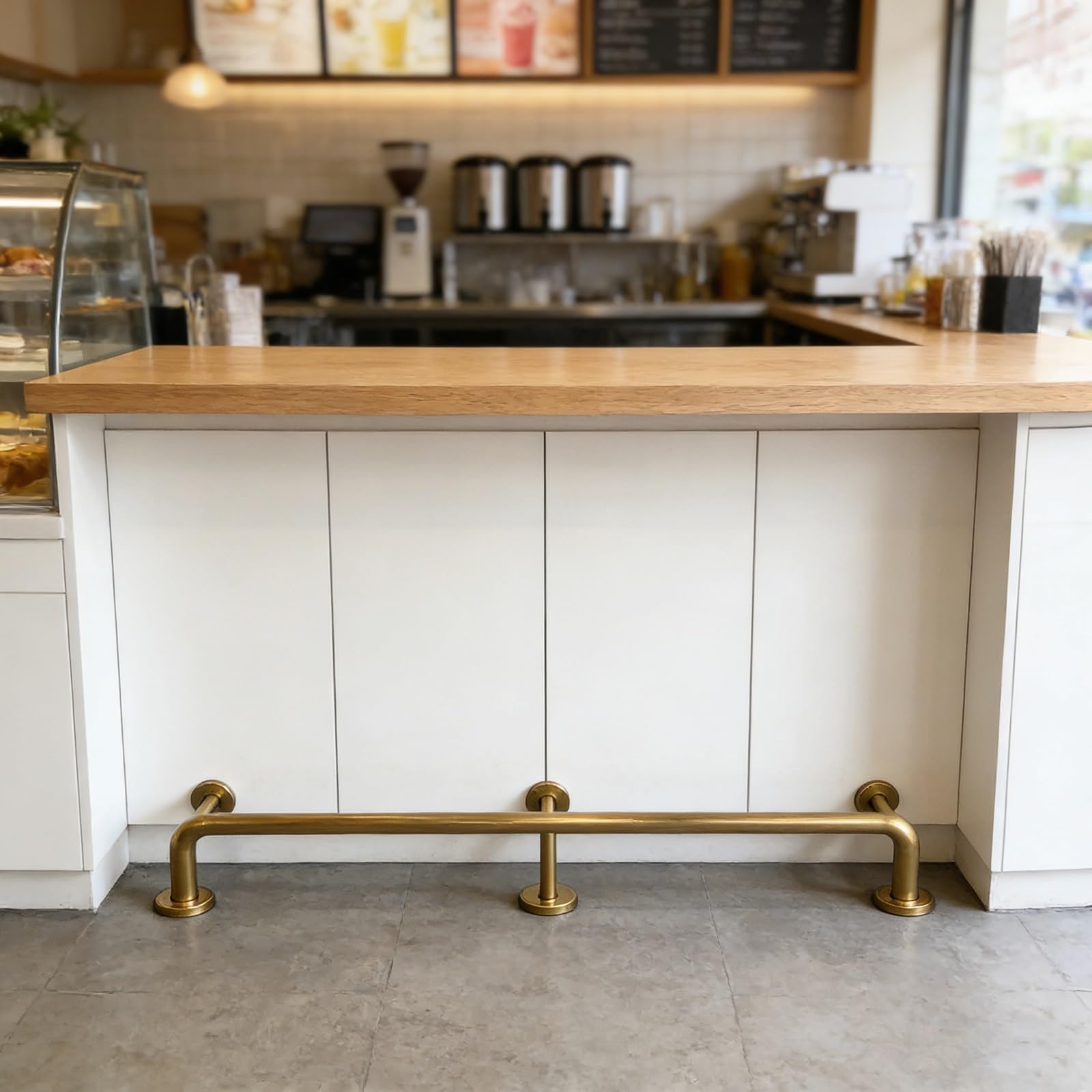 Kit de barres en acier inoxydable avec supports et installation pour restaurants, pubs, bars, salles de bains et 2 m