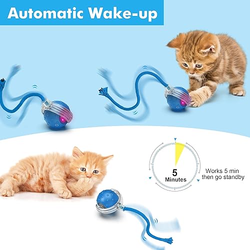 Miniatura 3 de Juguete interactivo de pelota para gatos de interior  Rápido rodamiento en alfombras, activado por movimiento con sonidos de chirrido, juego de