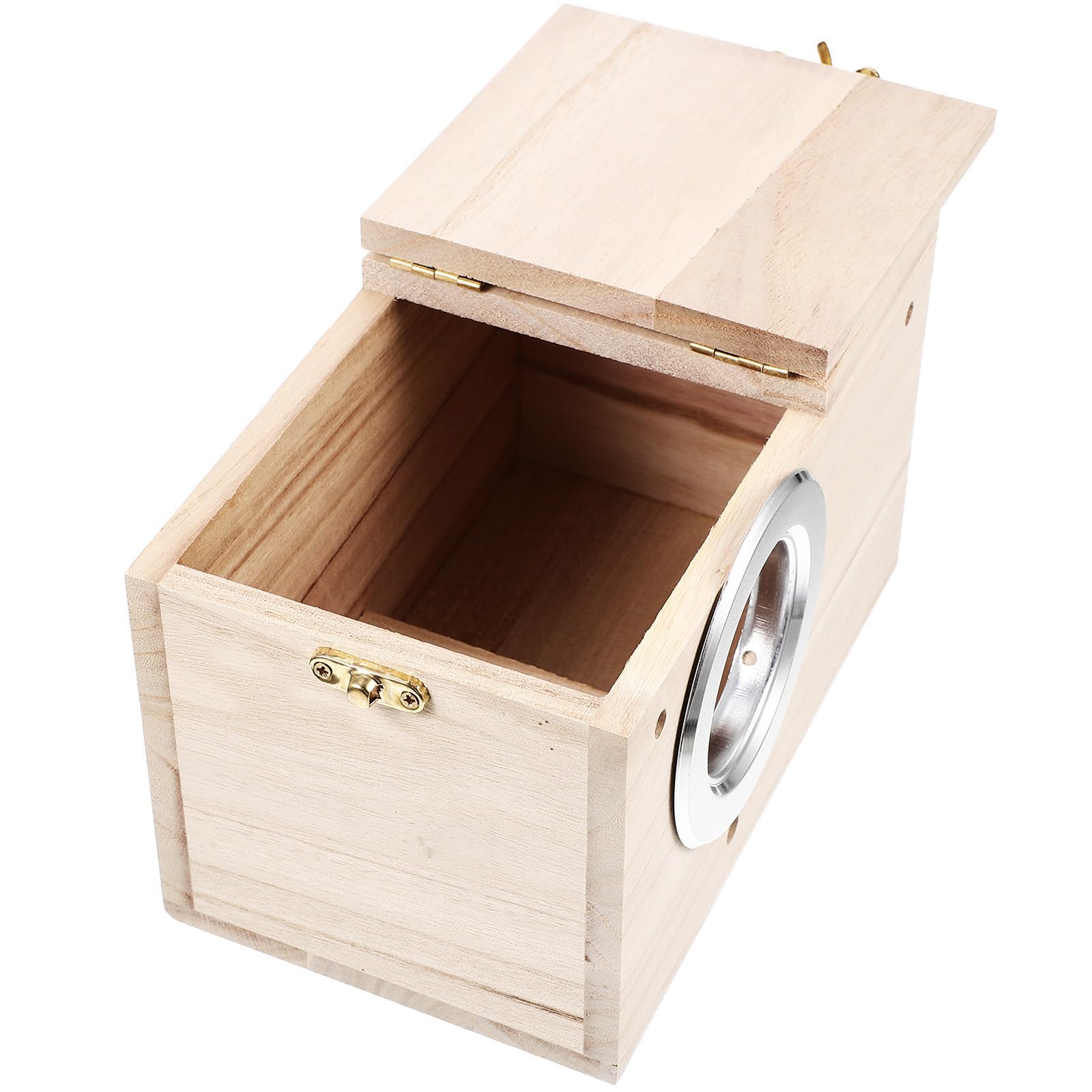 Caja nido de madera Housoutil para periquitos y loros con refuerzo de acero inoxidable