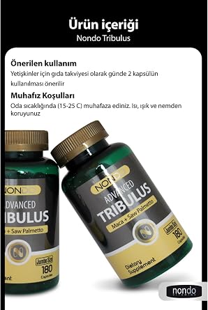 Nondo Trıbulus 180 Kapsül (jumbo Boy Tribulus Terrestris Saw Palmetto Kore Ginseng Demir Dikeni) 3 AYLIK